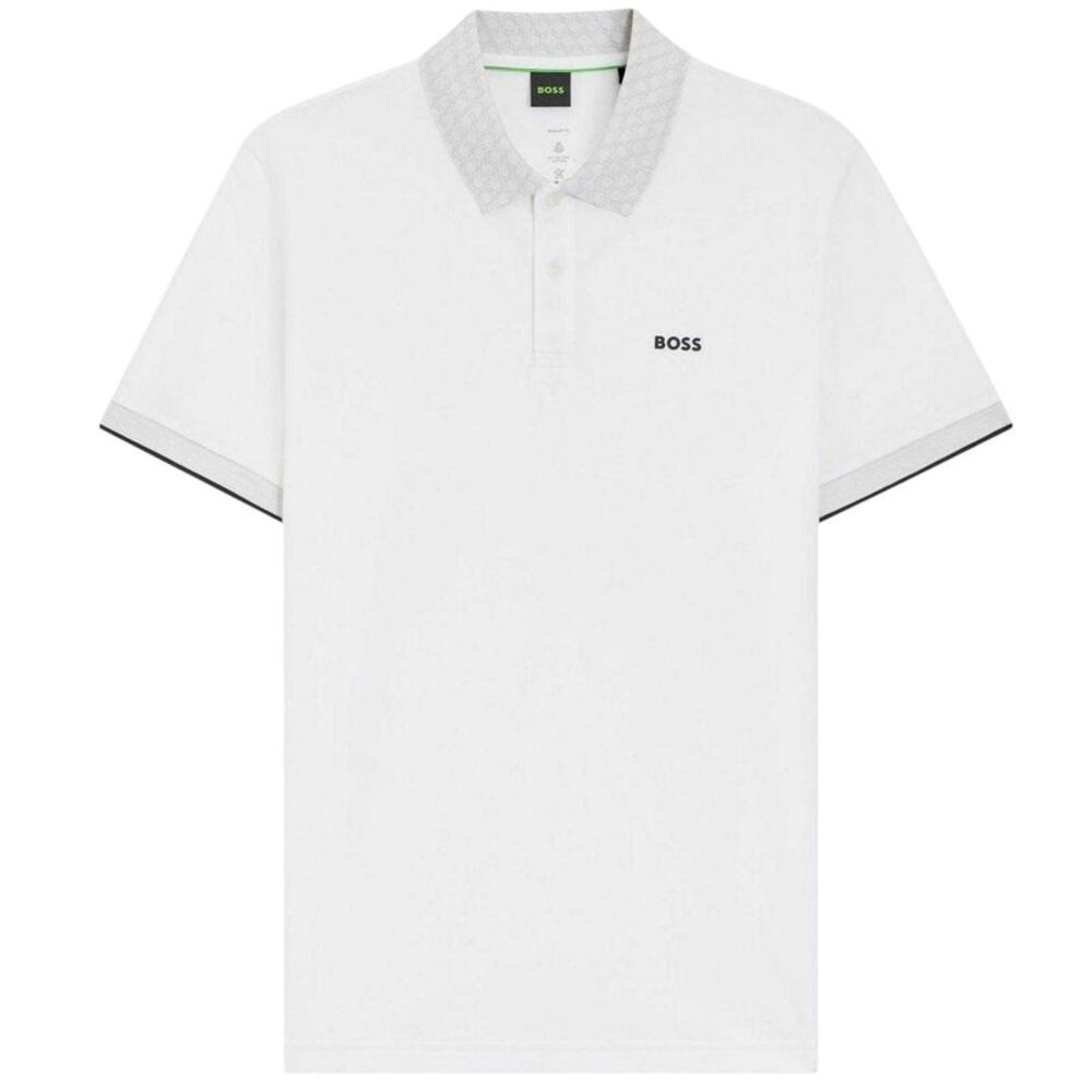Boss Mens Chip Paddy Short-Sleeved Golf Polo Shirt / White